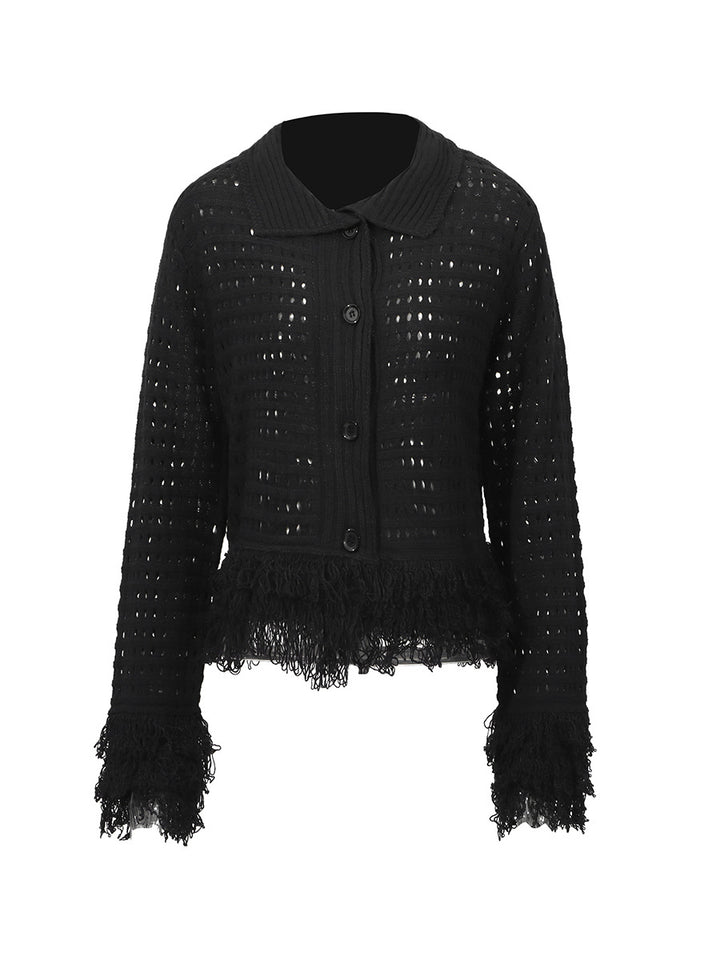 fringed crochet button-up jacket – SNORÉL