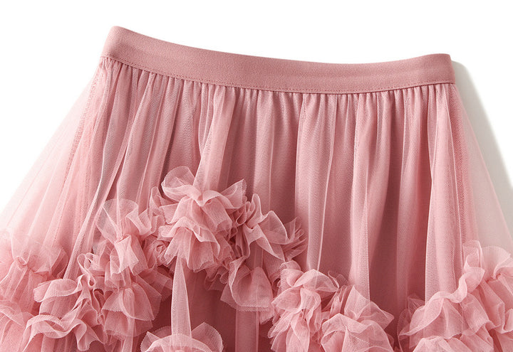 tiered ruffle mesh skirt with high-low hem – AURORA