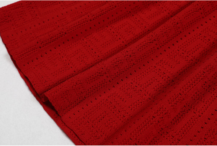 Plissiertes Oberteil mit ausgestellten Ärmeln und Maxirock-Set mit Taillengürtel – Rosiny 