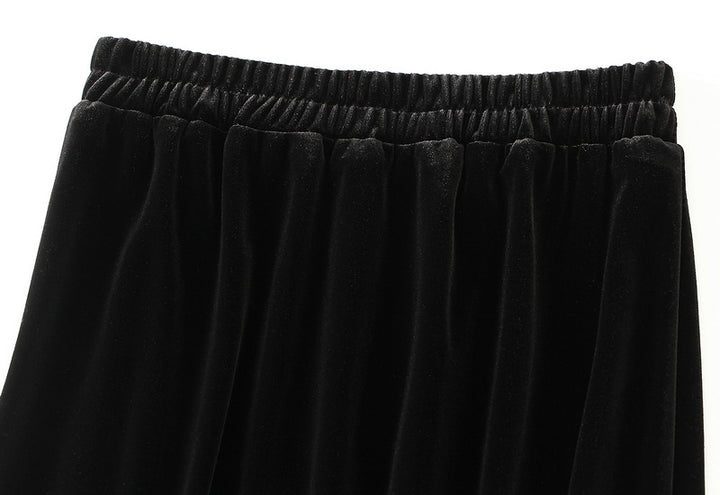 velvet midi skirt with asymmetric sequin ruffle – STELLAR