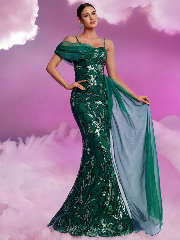 Plissiertes Oberteil mit ausgestellten Ärmeln und Maxirock-Set mit Taillengürtel – Rosiny 