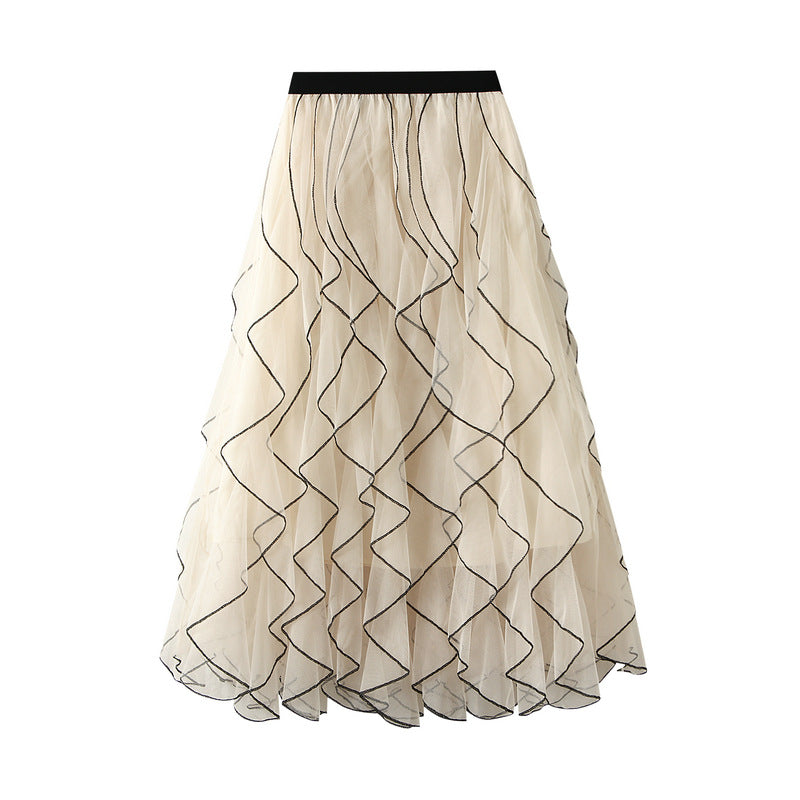 layered tulle skirt with contrast wave edging – SERENE