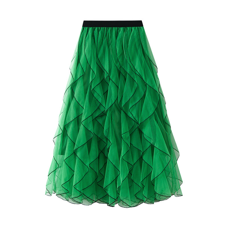 layered tulle skirt with contrast wave edging – SERENE