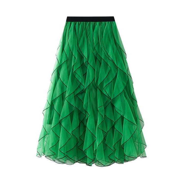 layered tulle skirt with contrast wave edging – SERENE