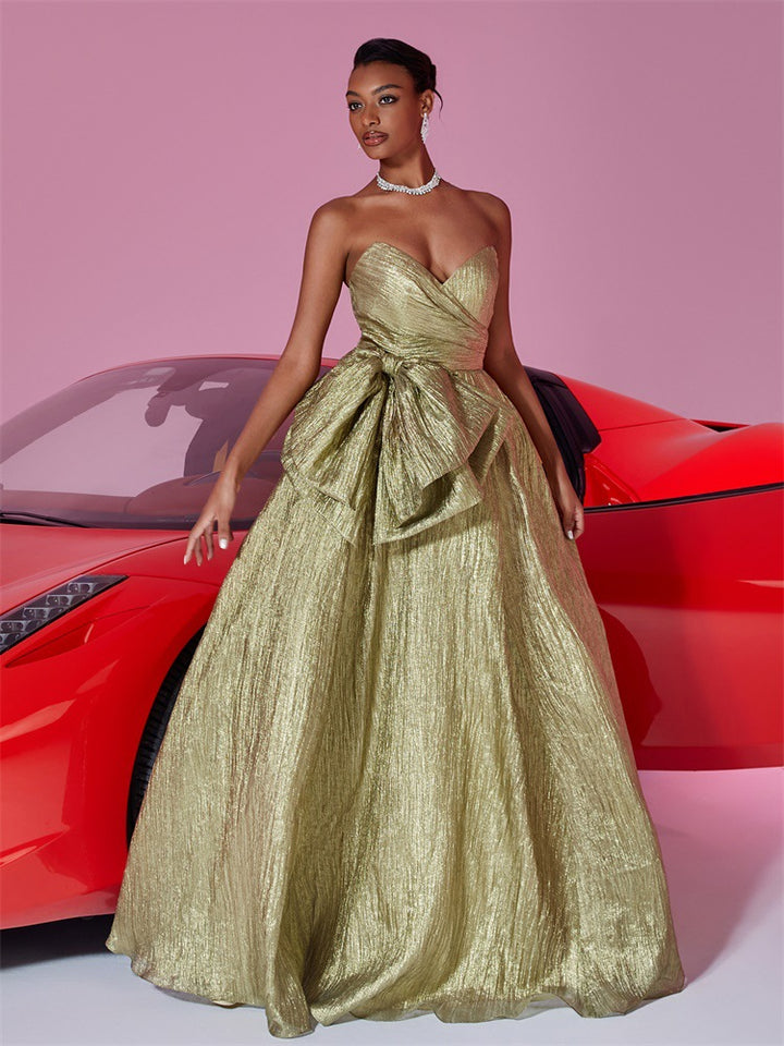 Geplooide top met uitlopende mouwen en maxi-rok set met tailleband – Rosiny 