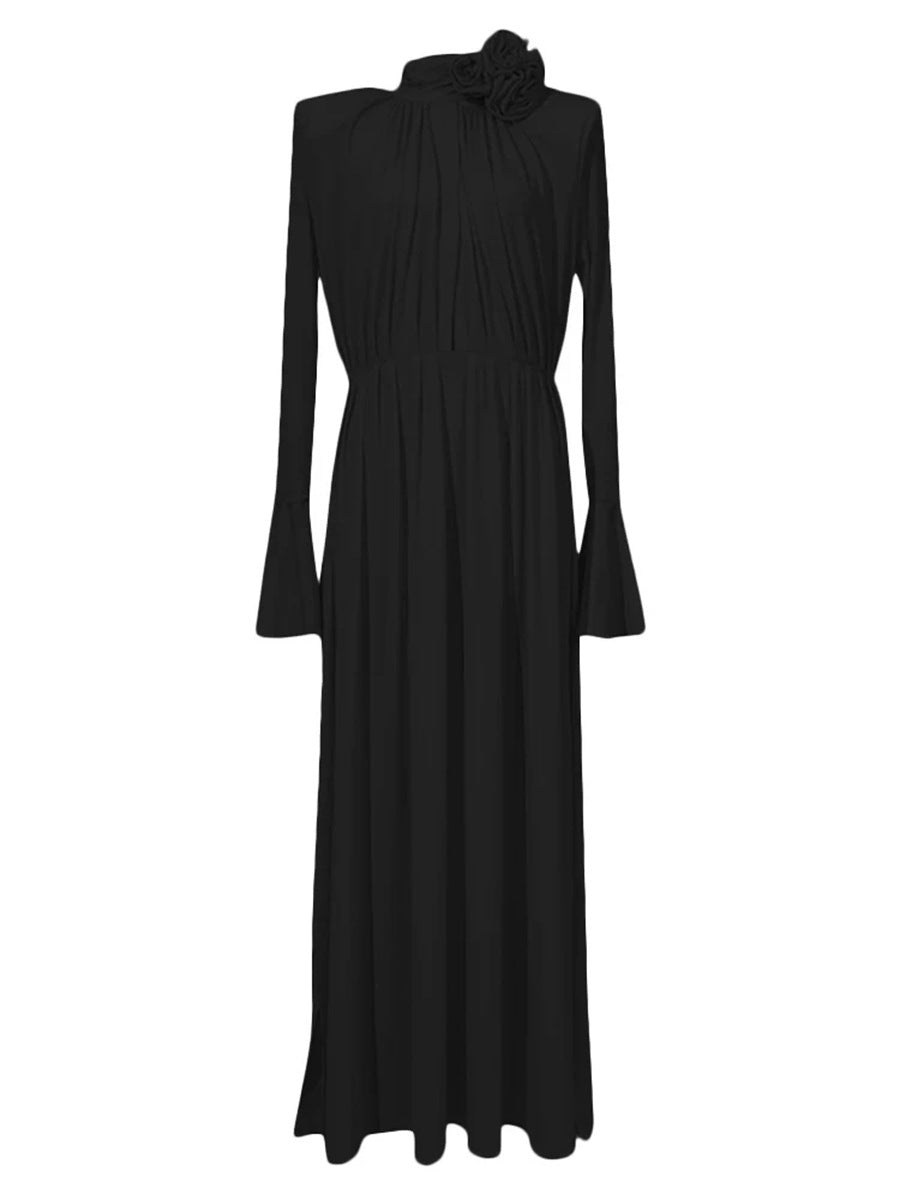 Haut à manches évasées plissées et ensemble jupe longue avec ceinture à la taille – Rosiny 