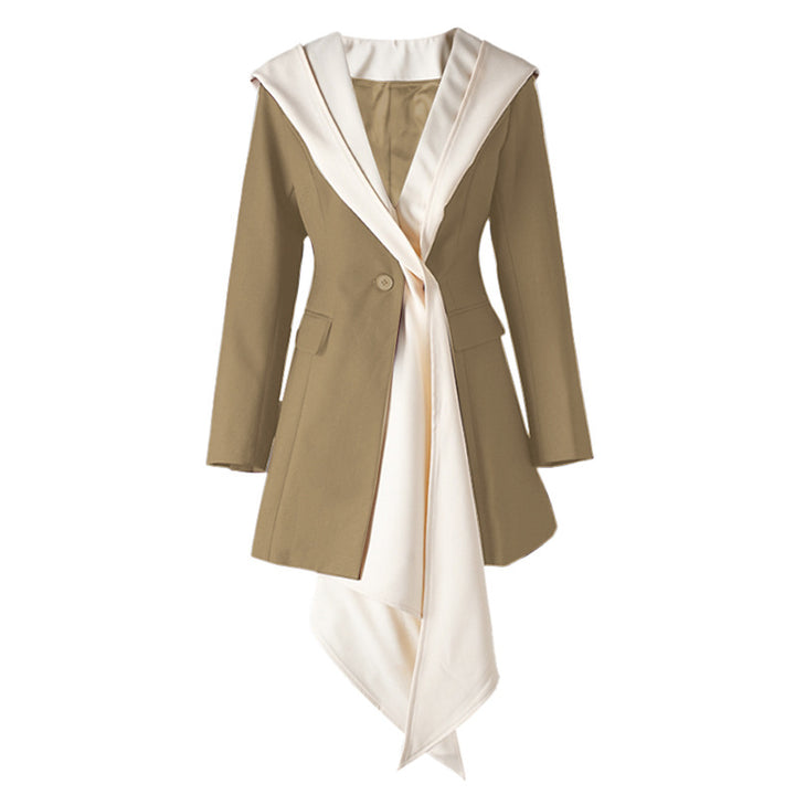 Asymmetric contrast lapel blazer – LUNA