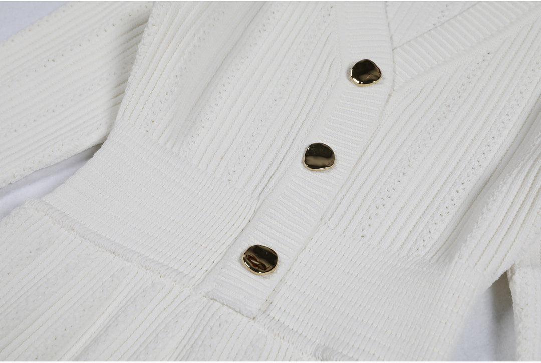 Geplooide top met uitlopende mouwen en maxi-rok set met tailleband – Rosiny 