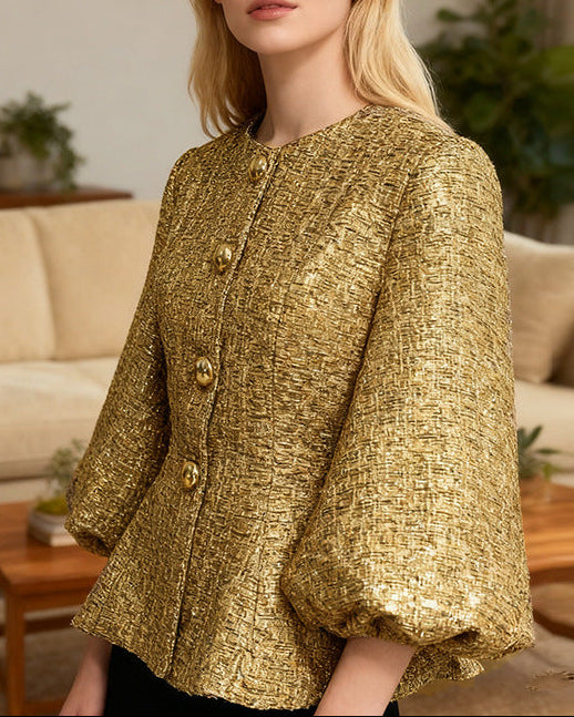 جاكيت بأكمام منفوخة وأزرار - كلير