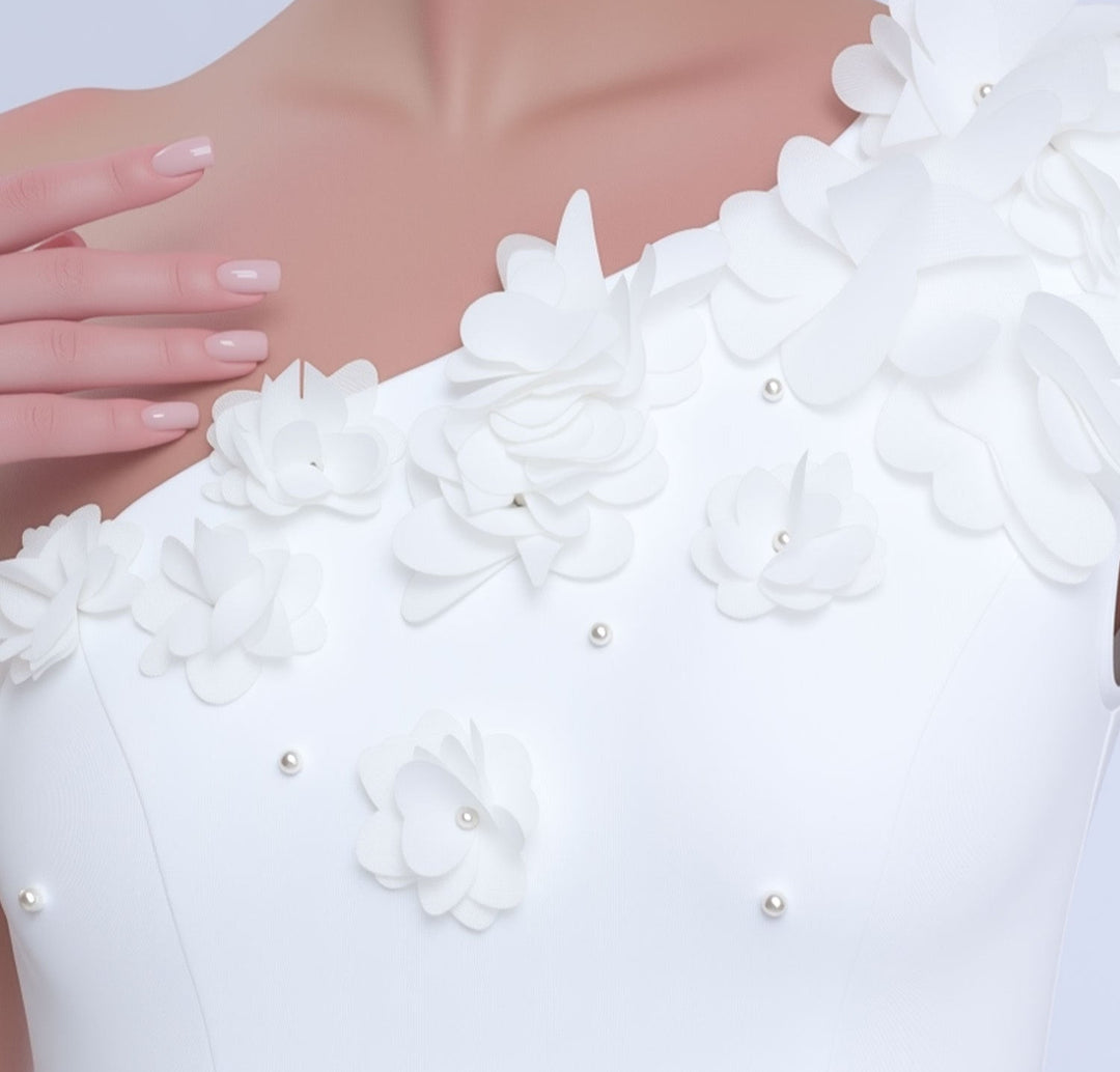 褶皱喇叭袖上衣和高腰裙套装，配腰带 – Rosiny 