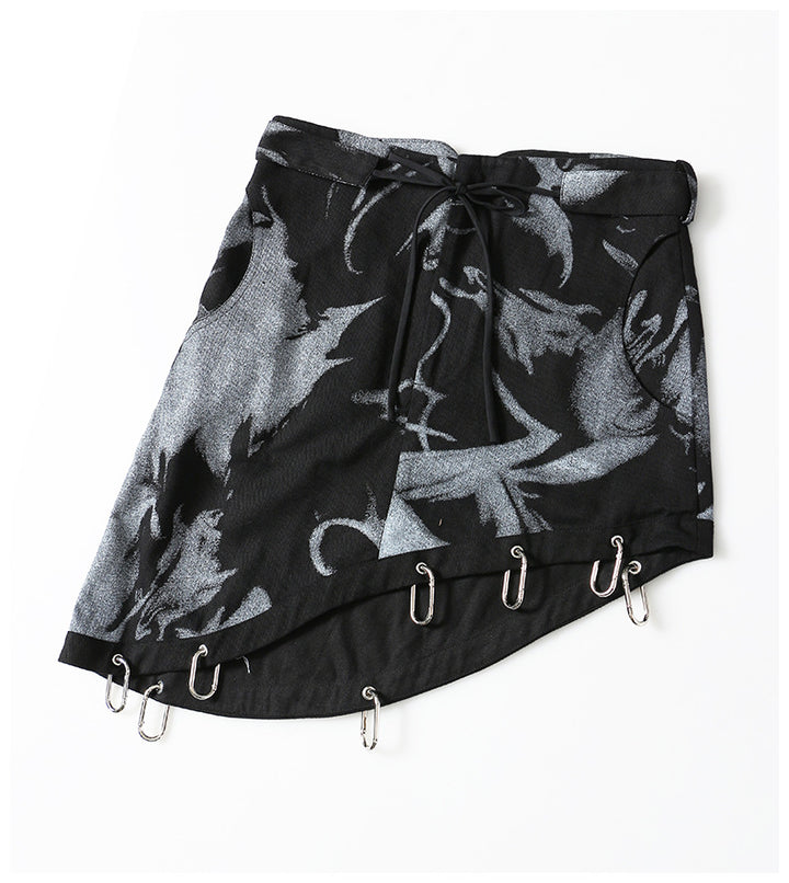 asymmetrical skirt with metal buckle details – RAVEN