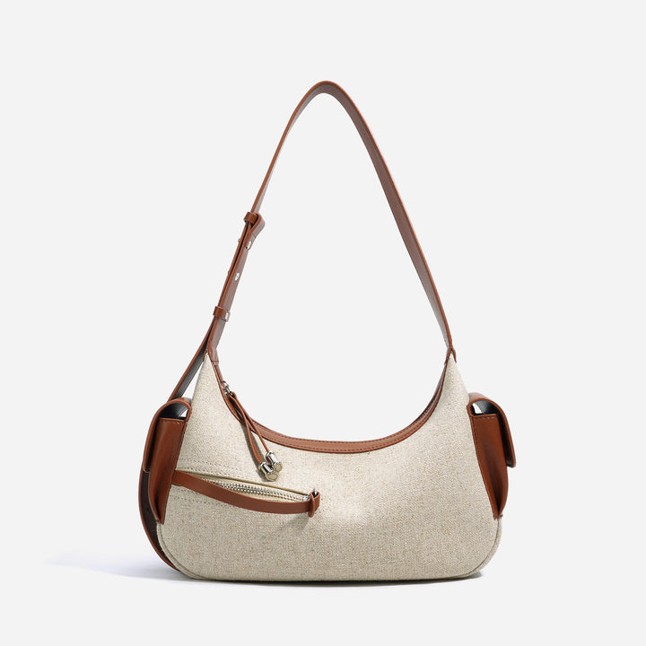 canvas shoulder bag with leather trim - ARIACZU