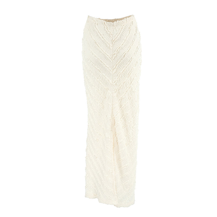 تنورة عمودية عالية الخصر بخطوط قطرية منقوشة – سيرينيلكي