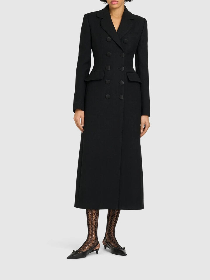 double-breasted long blazer dress with peak lapels – VALENTINA