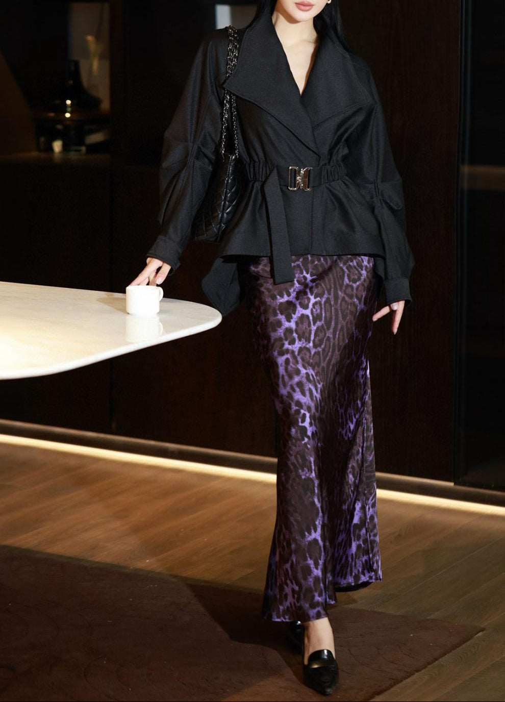 asymmetric belted jacket with wide lapel – VARESSA