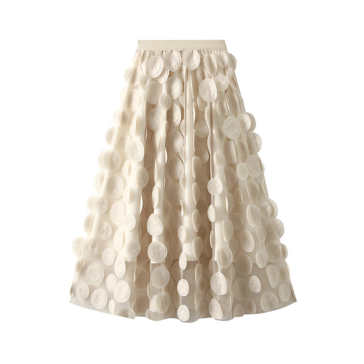 3D circle appliqué tulle skirt – LUMI