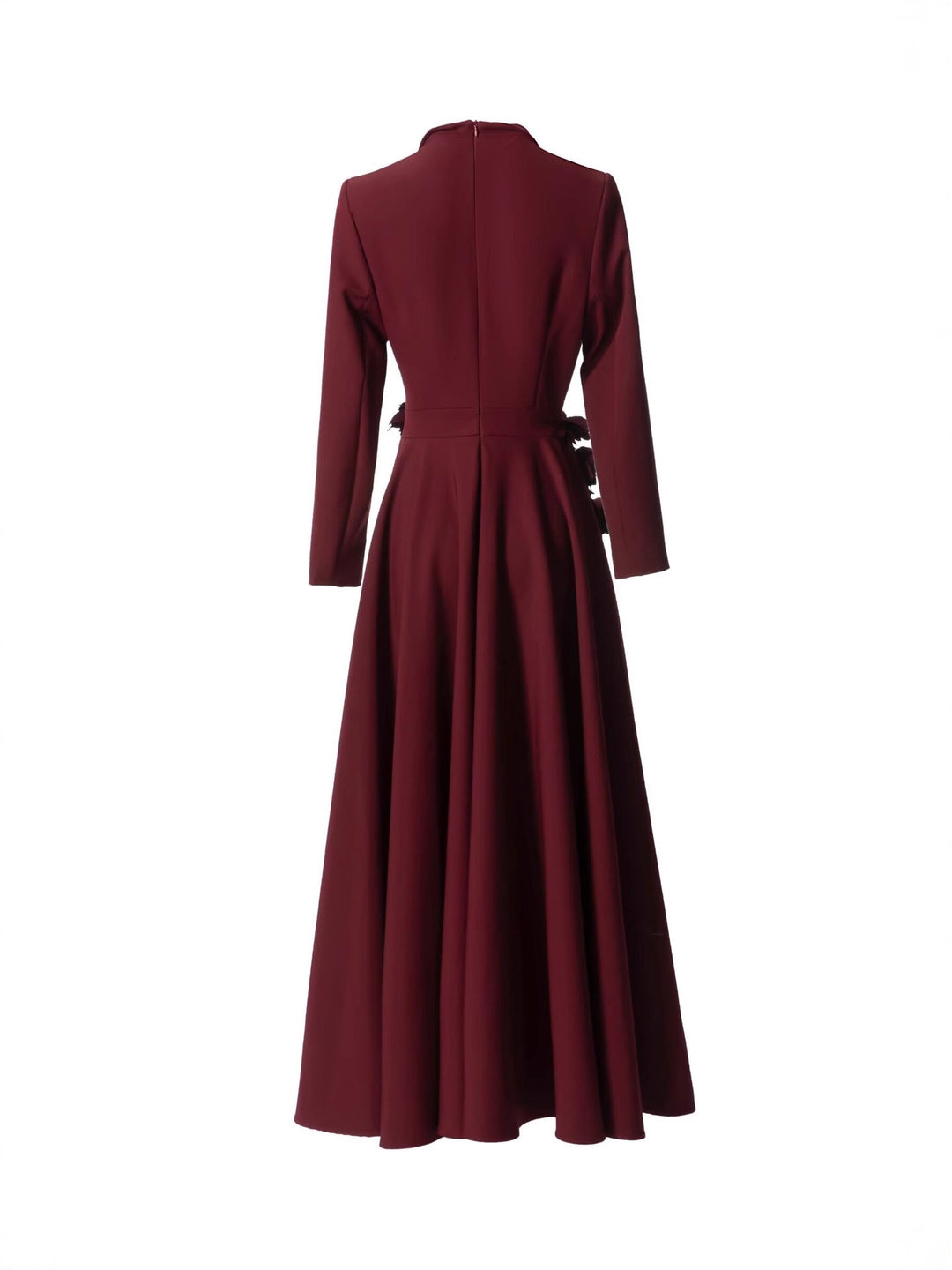 tailored double-breasted maxi dress with floral waist appliqué – ROSE