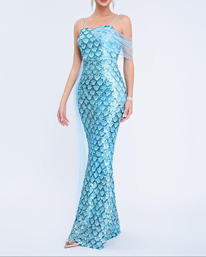 Plissiertes Oberteil mit ausgestellten Ärmeln und Maxirock-Set mit Taillengürtel – Rosiny 