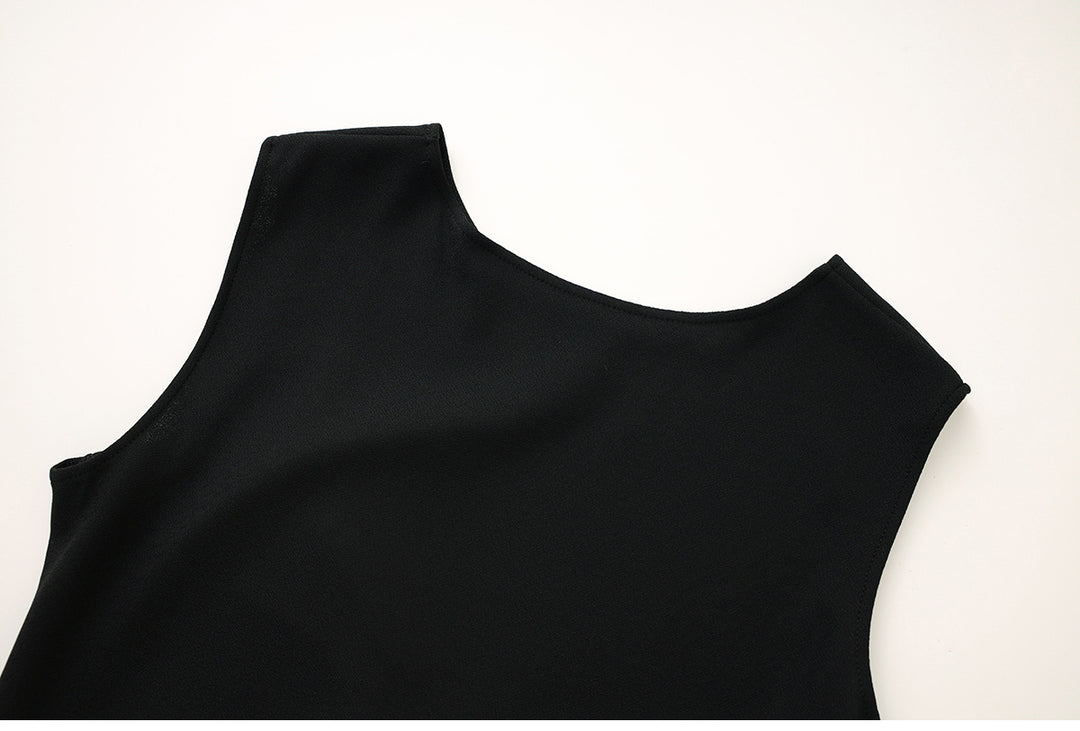 Sleeveless draped column dress with side slit – DRAPE