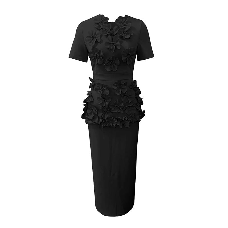 Haut à manches évasées plissées et ensemble jupe longue avec ceinture à la taille – Rosiny 