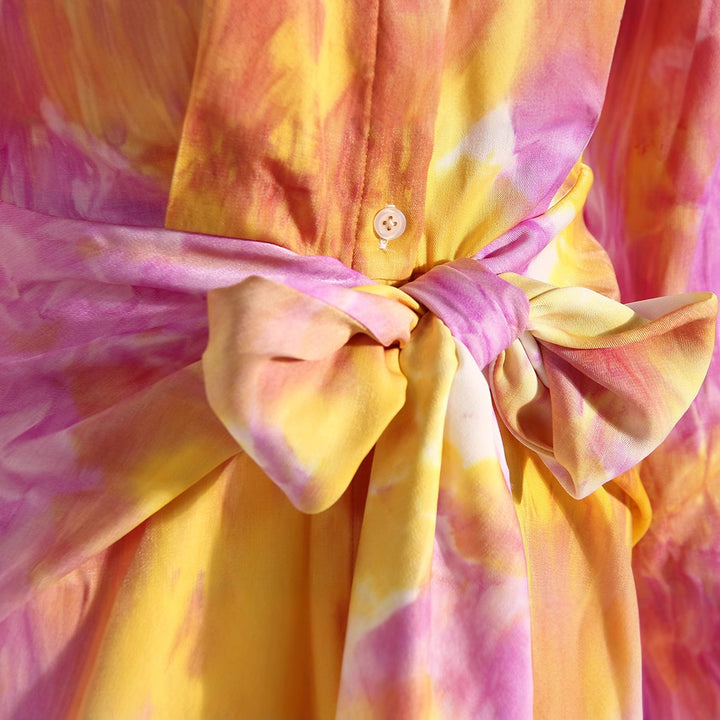 costume évasé sur mesure avec manches bouffantes en satin – VALENCIA 