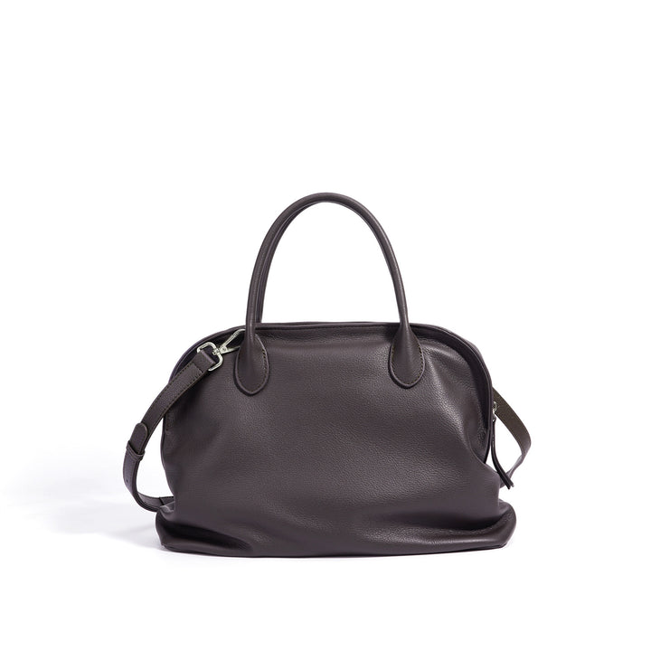 编织藤条手提包，配有双层皮革手柄 – LÉONIE 