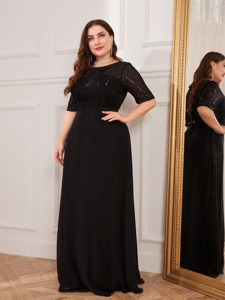 Plissiertes Oberteil mit ausgestellten Ärmeln und Maxirock-Set mit Taillengürtel – Rosiny 