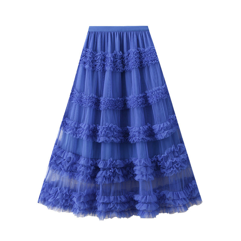 tiered tulle skirt with horizontal ruffle bands – BLOORA