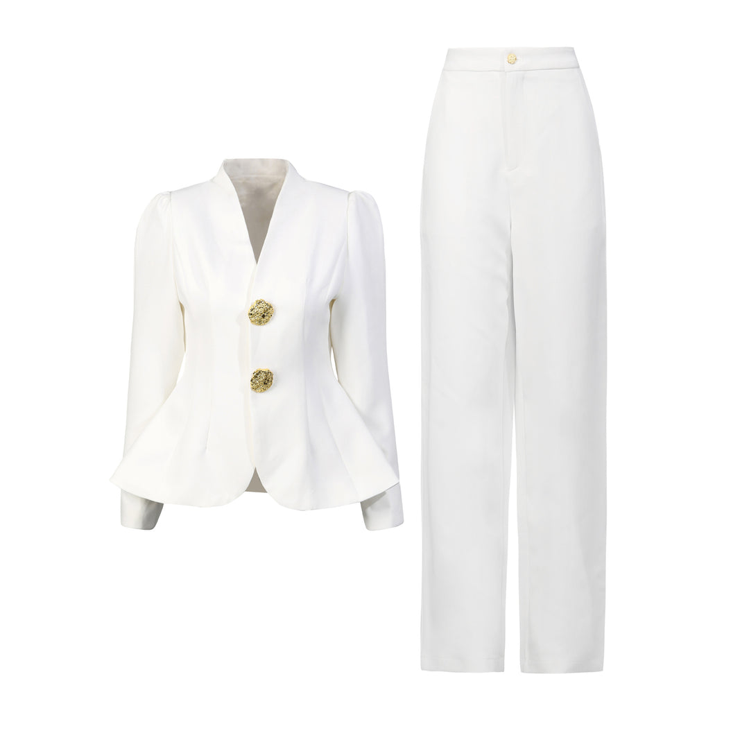 بدلة مصممة خصيصًا بأزرار ذهبية – مارون