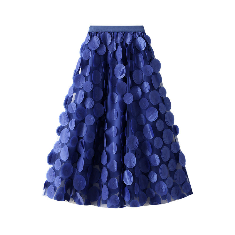 3D circle appliqué tulle skirt – LUMI