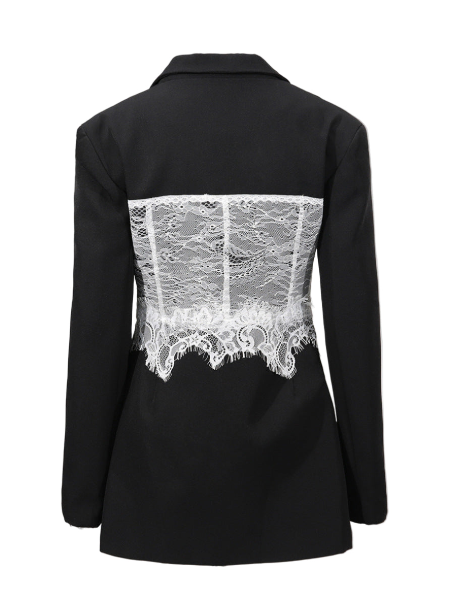 tailored blazer with lace corset overlay – SERAPHINZA