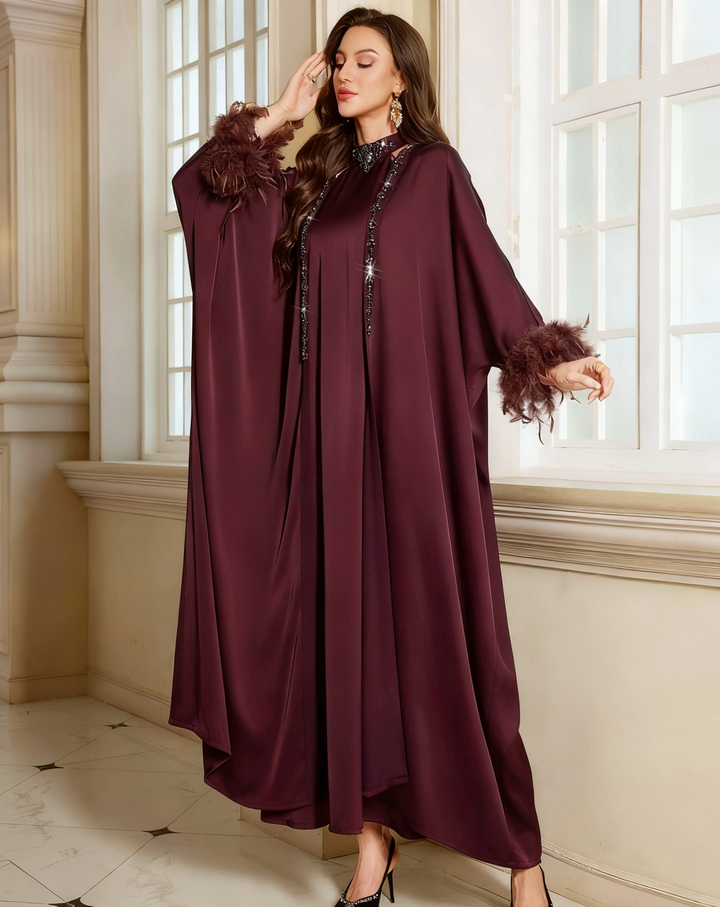 Elegant Long Sleeve Maxi Dress with Defined Waist – SELENE