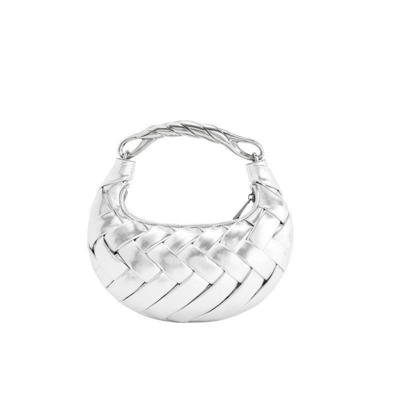 woven mini shoulder bag with gold twisted handle – KARMA