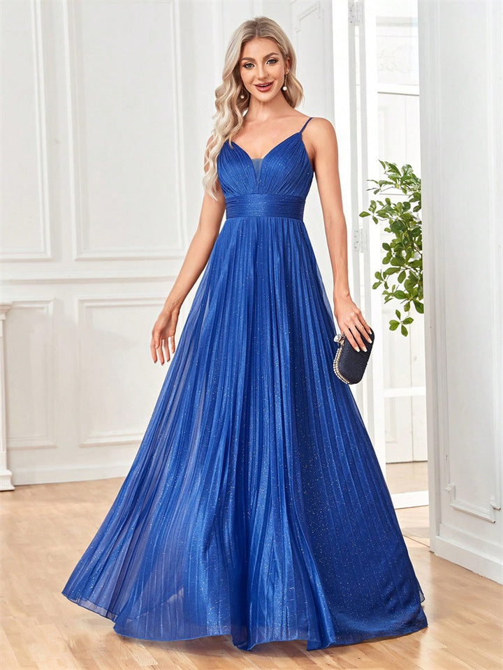 Plissiertes Oberteil mit ausgestellten Ärmeln und Maxirock-Set mit Taillengürtel – Rosiny 