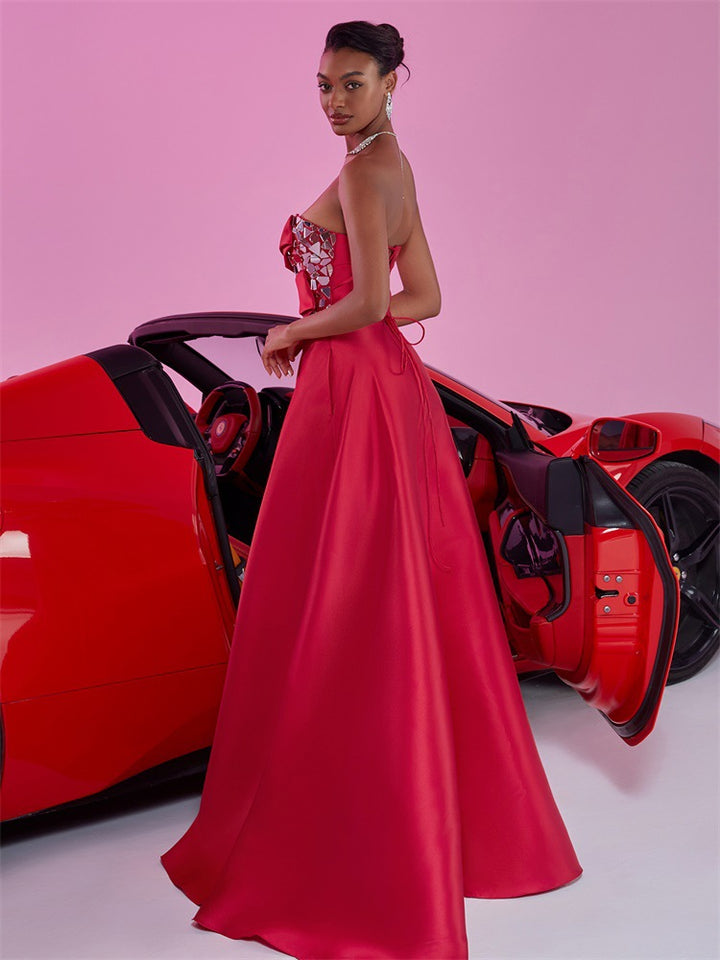 Geplooide top met uitlopende mouwen en maxi-rok set met tailleband – Rosiny 