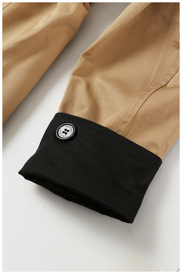 contrast panel belted trench dress – SAHARA