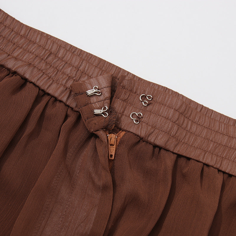 طقم بلوزة وبنطلون شفاف مطوي – سيينا