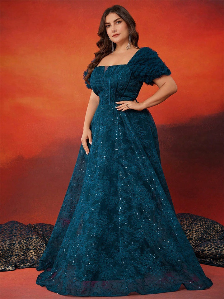 Plissiertes Oberteil mit ausgestellten Ärmeln und Maxirock-Set mit Taillengürtel – Rosiny 