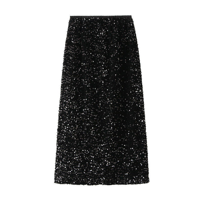 full sequin A-line midi skirt – LUNARG