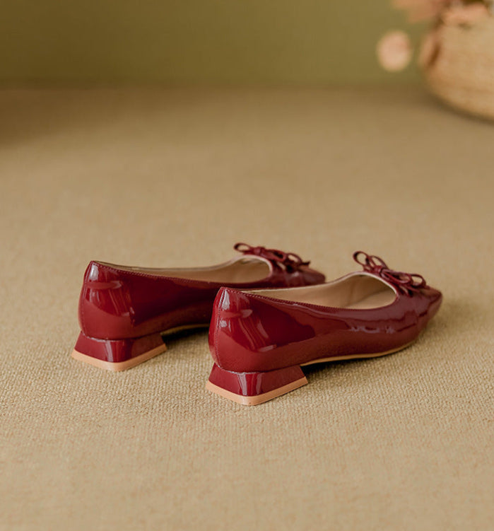 patent leather flats with bow detail – RUBINAV