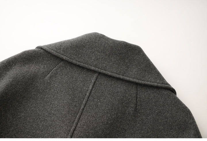 Belted double-breasted long coat – CHARCOAL