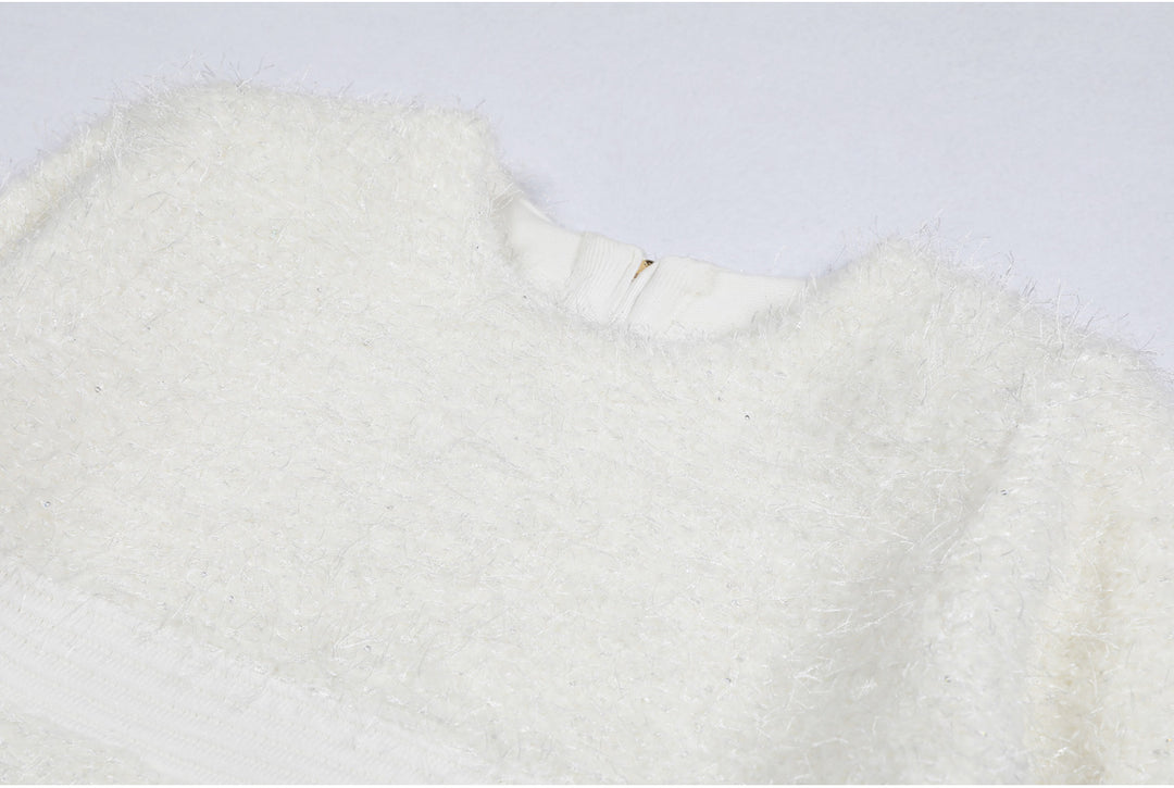 فستان قصير بأكمام طويلة وخطوط منقوشة - ريفيراز