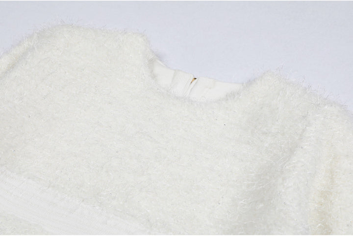 فستان قصير بأكمام طويلة وخطوط منقوشة - ريفيراز