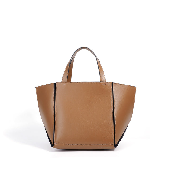 structured leather tote bag with wide side panels - ZARAZKI