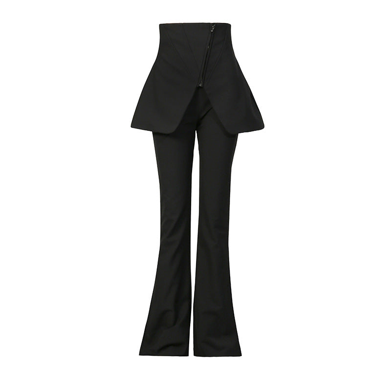 high-waist sculpted flared pants with peplum detail – BALIGH