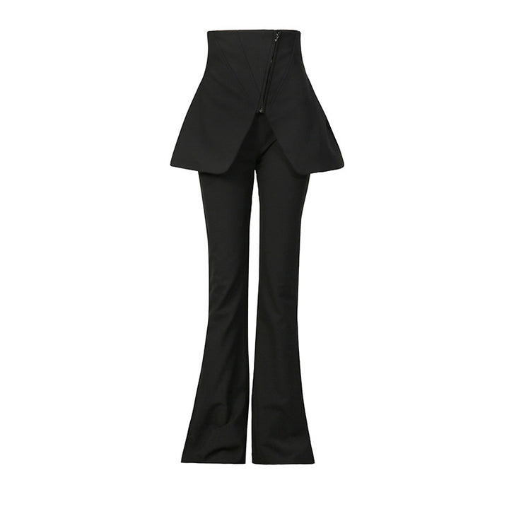 high-waist sculpted flared pants with peplum detail – BALIGH
