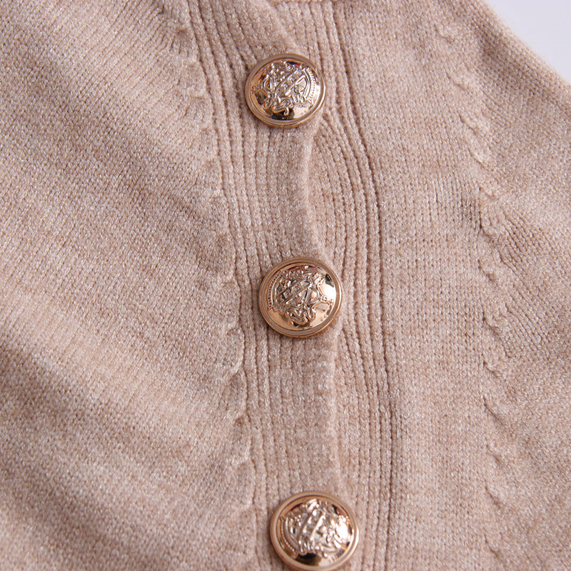 ribbed turtleneck knit dress with side buttons – ALORA