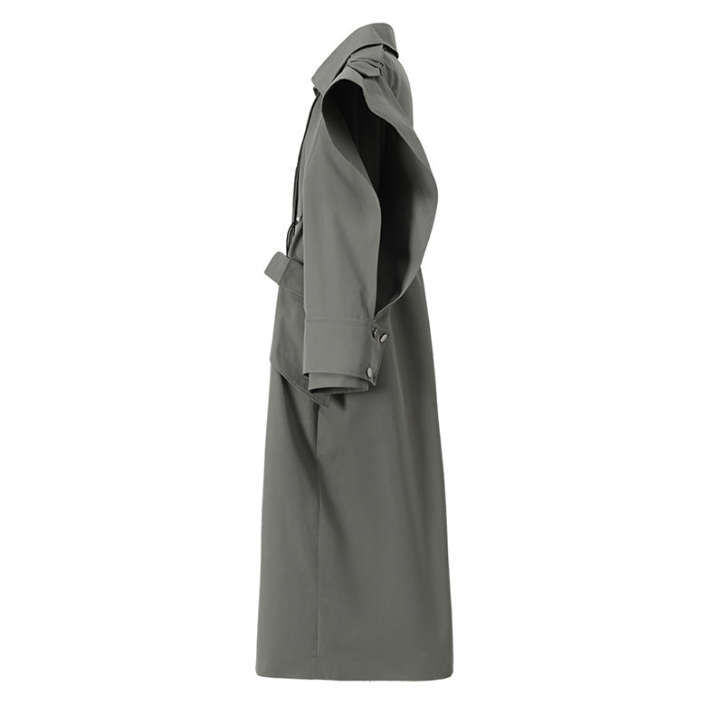 draped sleeveless trench coat with layered panels – ASHEN
