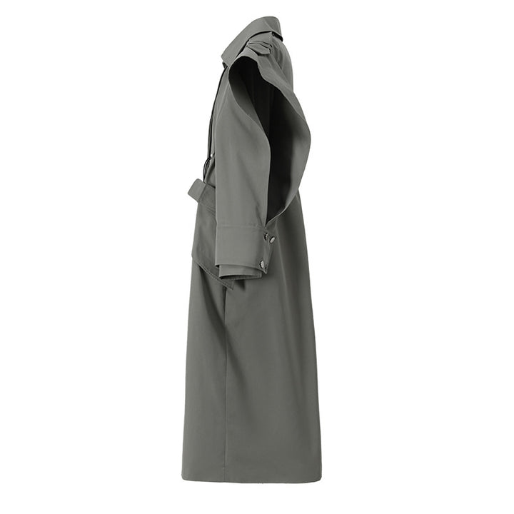 draped sleeveless trench coat with layered panels – ASHEN