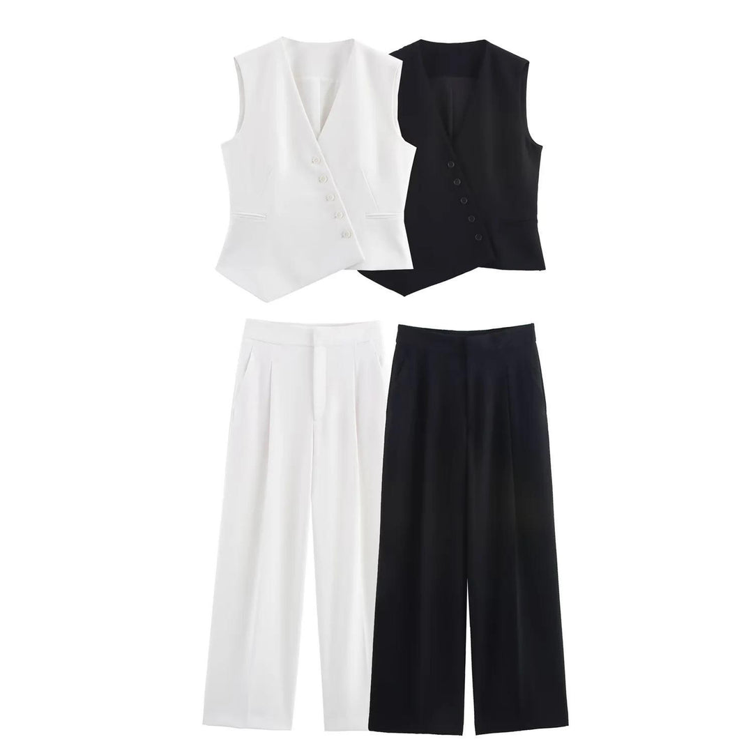 tailored sleeveless vest with wide-leg trousers set – ECLIPSE